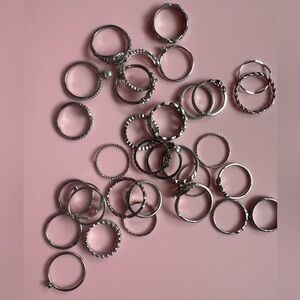 💍 Silver Plated Ring Bundle | Mixed Stackable Rings | Textured Bands | Small 💍